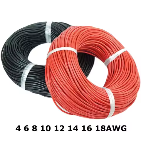 1 Meter Silicon Wire 18awg 16awg 14awg 12awg 10awg 8awg 6awg 4awg Heatproof Soft Silicone Insulate E