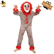 Halloween Children Demon Clown cosplay Costume Killer Clown Stage Performance Costume Boy Clown Cost