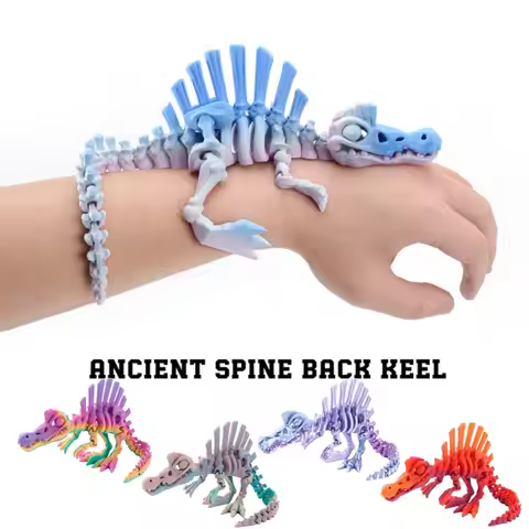 3D Printed Dinosaur Movable Echinosaurus Figurine Dragons Bone Model Desktop Craft Ornament Creative