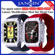 JANSIN สายเข็มขัดรัดข้อมือสแตนเลสสําหรับ apple watch 45mm 44mm Metal Case 316L สายนาฬิกาข้อมือโลหะ แ