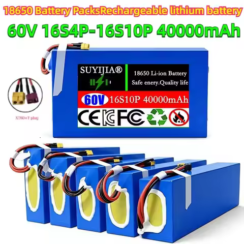 60v 40Ah Lithium Battery Pack 16S4P-16S10P 18650 500-2500W High Power Electric Vehicle Scooter Motor