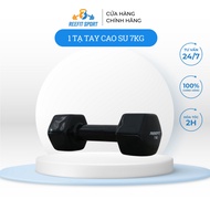 Reefit 7kg Rubber Covered Dumbbells - Home Gym Dumbbells, Durable, Anti-Slip, Rolling (1 Piece)