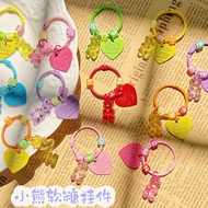 Cute Keychain Cartoon Bling Heart Bear Keychain Phone Charm Cute Creative Bag Accessories Friend Gif