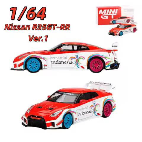 MINI GT Indonesia Limited Diecast 1/64 LB Nissan Alloy Car Model Nissan R35GT-RR Ver.1 Play Vehicles
