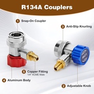 WADEO R134A AC Gauge Hose Conversion Adapters, Including R134A Quick Coupler, R134A Can Tap, R410 Ad