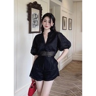 BIGSIZE V-neck lace Set 60-90kg