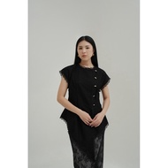 BYROAM COLLECTION DIAN TOP KEBAYA TOP BESKAP KEBAYA BLACK AND WHITE, NEW POMEGRANATE BLACK SKIRT
