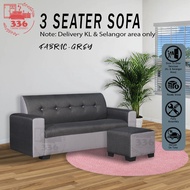 FABRICE SOFA - 3 Seater with stool - Grey