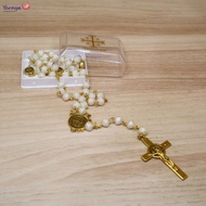 Benedict Rosary Bead Round Square Jerusalem 8mm Jesus Cross Necklace Spiritual Souvenir