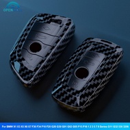 OPENMALL Carbon Fiber Car Key Case ABS Cover Protected Fob For BMW X1 X3 X5 X6 X7 F30 F34 F10 F20 G2