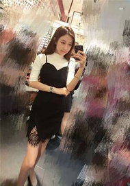 dress hitam casual free inner putih korea fashion import