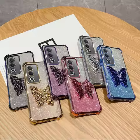 6D Butterfly Stand Plating Shockproof Phone Case For OPPO A40M A40 A60 A80 A3X A3 Pro 5G Realme 13 P