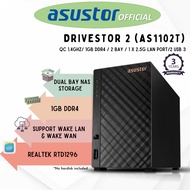 ASUSTOR AS1102T / QC 1.4GHZ/ 1GB DDR4 / 2 BAY / 1 x 2.5G LAN Port/2 USB 3