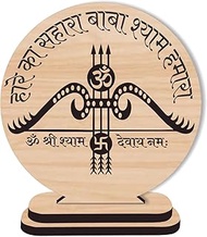Asmi Collections Wooden Engraved Haare Ka Sahara Khatu Shyam Idol For Car Dashboard, Table, Puja Roo