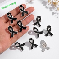[COD] Black Ribbon Pin, Awareness Melanoma Cancer Funeral Ribbon Badge Brooch, Sweet Breast Cancer V