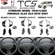 TCSPERODUA ALZA 2014-2021 CAR STEERING WHEEL TRIM+LOGO COVER GARNISH ACCESSORIES PNP