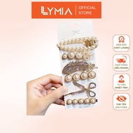 Set of 6 LYMIA gold bangs hairpins with super pretty Korean pearls Hottrend KT6