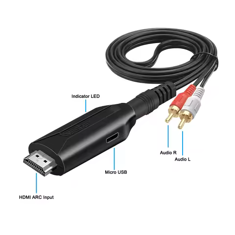 HDMI-Compatible ARC Audio Extractor ARC to 3.5mm Jack RCA L/R Audio Adapter for HDTV Soundbar Amplif