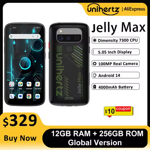 Unihertz Jelly Max 5G Mini Smartphone Android 14 Dimensity 7300 CPU 12GB 256GB 100MP Camera 4000 mAh