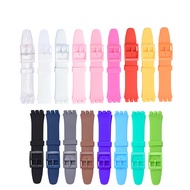 Replacement Original Swatch Silicone Strap Swatch Men's and Women's Three Fork Transparent Strap 16/17/19/ 20mm