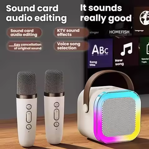 HOMEFISH K12 Karaoke Machine Portable 5.3 PA Speaker System with 1-2 Wireless Microphones Home Famil