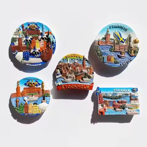 Stockholm Sweden 3D Fridge Magnets Europe Souvenir Resin Handicraft Refrigerator Magnets Sticker Col