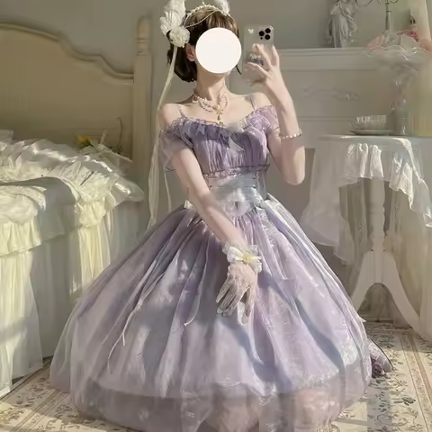 Original August Moonlight White Tea Lolita Fairy Skirt Sweet Fairy Dr Anime Cosplay Costume Availabl