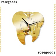 ROSEGOODS1 Teeth Mirror Wall Clock, Creative Personality Hanging Clock, Home Decor Modern Wall Stickers Mirror Clock