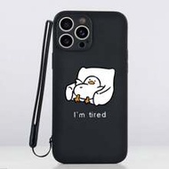 1pc Black TPU Cartoon Duck Pattern Anti-Drop Phone Case And 1pc Black Silicone Wrist Strap Compatibl