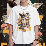 Literary Retro Style, "FALLEN ", Pure Cotton Breathable, Angel Pattern Printed T-Shirt