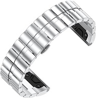 GANYUU 26mm Quick Release Band Metal Easy Fit Stainless Steel Watch Bands Wrist Strap for Garmin Fenix 7X 5X/Fenix 3/Fenix 3 HR Watch (Color : Silver, Size : Fenix 7X)