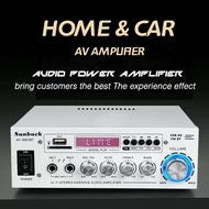 SUNBUCK AV power amplifier 2.0 Channel Audio Home Theater Amplifiers DC 12V 110V/220V Support EQ FM SD USB 2 Mic 5.0 blu