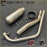 ชุดท่อ CB150R ปลาย SC โต 3.5  นิ้ว สวมคอ 2 นิ้ว พร้อมคอท่อตรงรุ่น