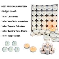Tealight Candle Palm Wax Organic 100pcs/set 4hrs Set Lilin Tealight Palm Wax Organik 100pcs Tanpa Wa