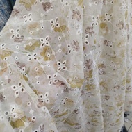 Embossed embroidered ceruty fabric - embroidered ceruty fabric - premium ceruty material - border fa