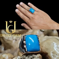 Iranian Sky Blue Turquoise Ring | Cincin Firus Iran | 925 Silver Hand Made | Ottoman Design