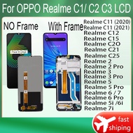 For Realme C2 C1 C3/5i/6i REALME5/5PRO/REALME6/6PRO/ 7/7I C11/C12/C15/C20/C25 LCD With Frame Display