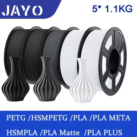 JAYO 5Rolls PETG PLA HSMPETG PLA PLUS PLA META High Speed matte PLA 1.75mm Materials for 100% No Bub