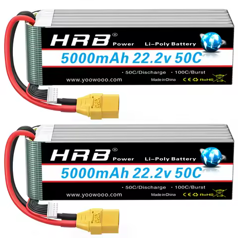 1/2PCS HRB 6S Lipo Battery 22.2V 5000mah Drone Battery 50C With XT90 Connector for Quadcopter Airpla