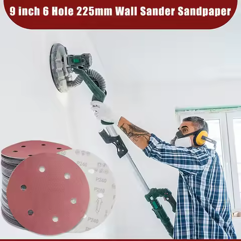 9 inch 6 Hole 225mm Wall Sander Sandpaper Metal Grinding Disc Abrasive Polishing Tool 60-600 Grit Sa