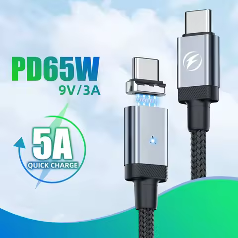 Magnetic USB C Cable for Samsung Xiaomi 9V3A Fast Charging PD 65W C to C Cable for Huawei Data USB T
