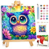 Owl Paint by Numbers Kit for Kids with Frame, Owl Paint by Numbers for Kids Ages 4-8-12, DIY Acrylic