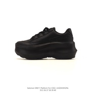 Salomon x CDG Co-Branded Thick-Soled Sneakers Breathable Leather Heightening Cushioning Comfortable 