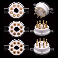 EIZZ High End Ceramic 8pin Octal Vacuum Tube Socket Base Gold Brass Pins For EL34 KT88 6550 6V6 274B