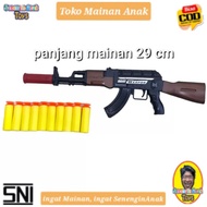 Mainan pistol AK-47 bahan plastik peluru busa aman untuk anak