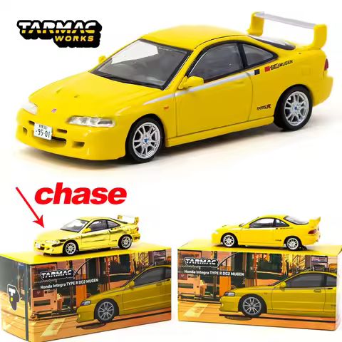TW 1:64 Tarmac Works Honda Integra TYPE R DC2 MUGEN Sunlight Yellow alloy Car Model Chase
