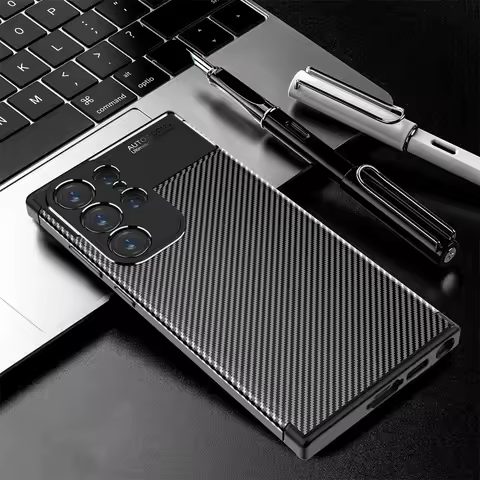 For Samsung Galaxy S23 Ultra Case Bumper Silicon Carbon Fiber Case For Samsung Galaxy S23 Ultra Cove