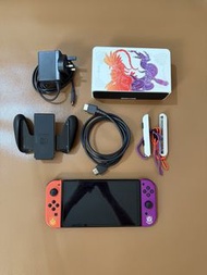 任天堂 Switch 冇盒 OLED 朱/紫特別版 全套配件齊