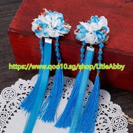 Classical hairpin ancient style costume headdress Hanfu accessories silk flower hair comb tassel rib