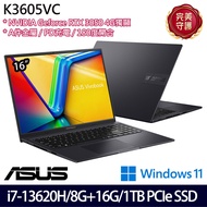 《ASUS 華碩》 K3605VC-0182K13620H(16吋WUXGA/i7-13620H/8G+16G/1TB/RTX3050/W11/特仕版)